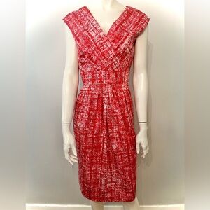 Lafayette 148 New York Red/White Textured Midi Dress